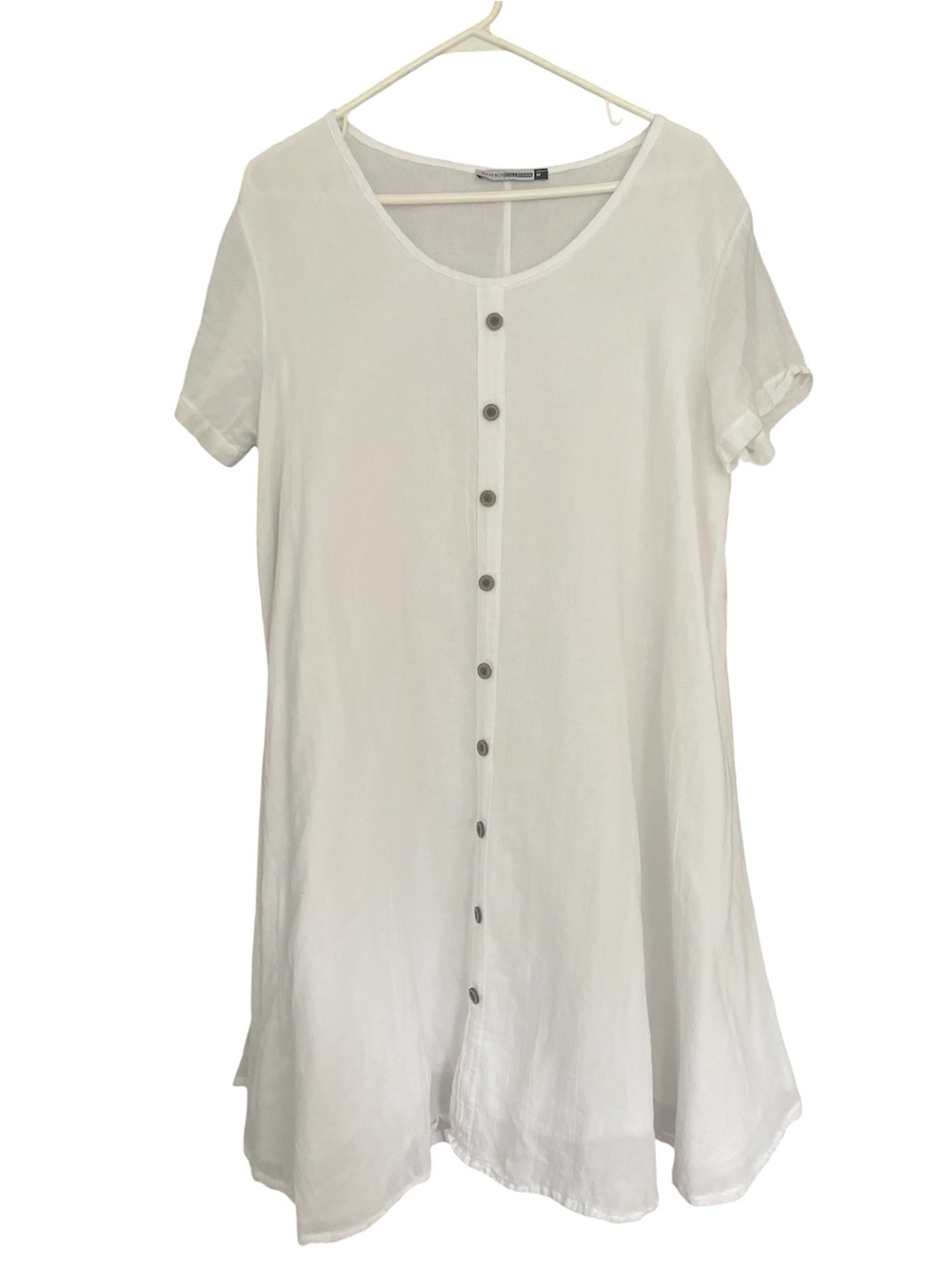 Myros Collection Women’s White Short Sleeve Tunic Dress Natural Material